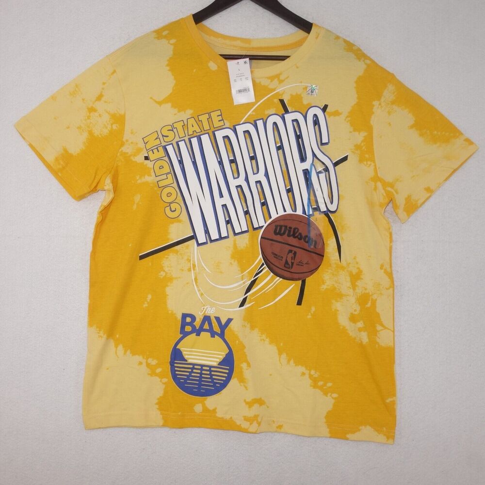 NBA Warriors Women's Large Shirt Oversized Tie Dye Short Sleeve Graphic NEW